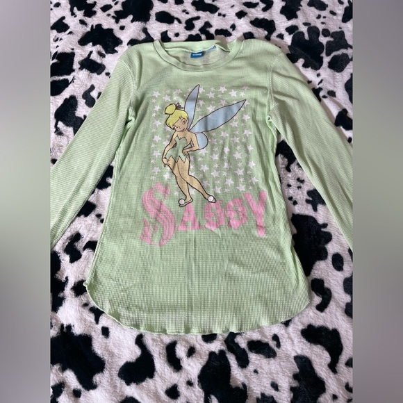 Disney Tinker Bell Green Pajama Top - Picture 4 of 6